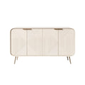 **Buffet contemporain avec motifs géométriques et pieds en métal**