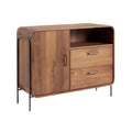 **Meuble de rangement en bois avec tiroirs et espace ouvert**
