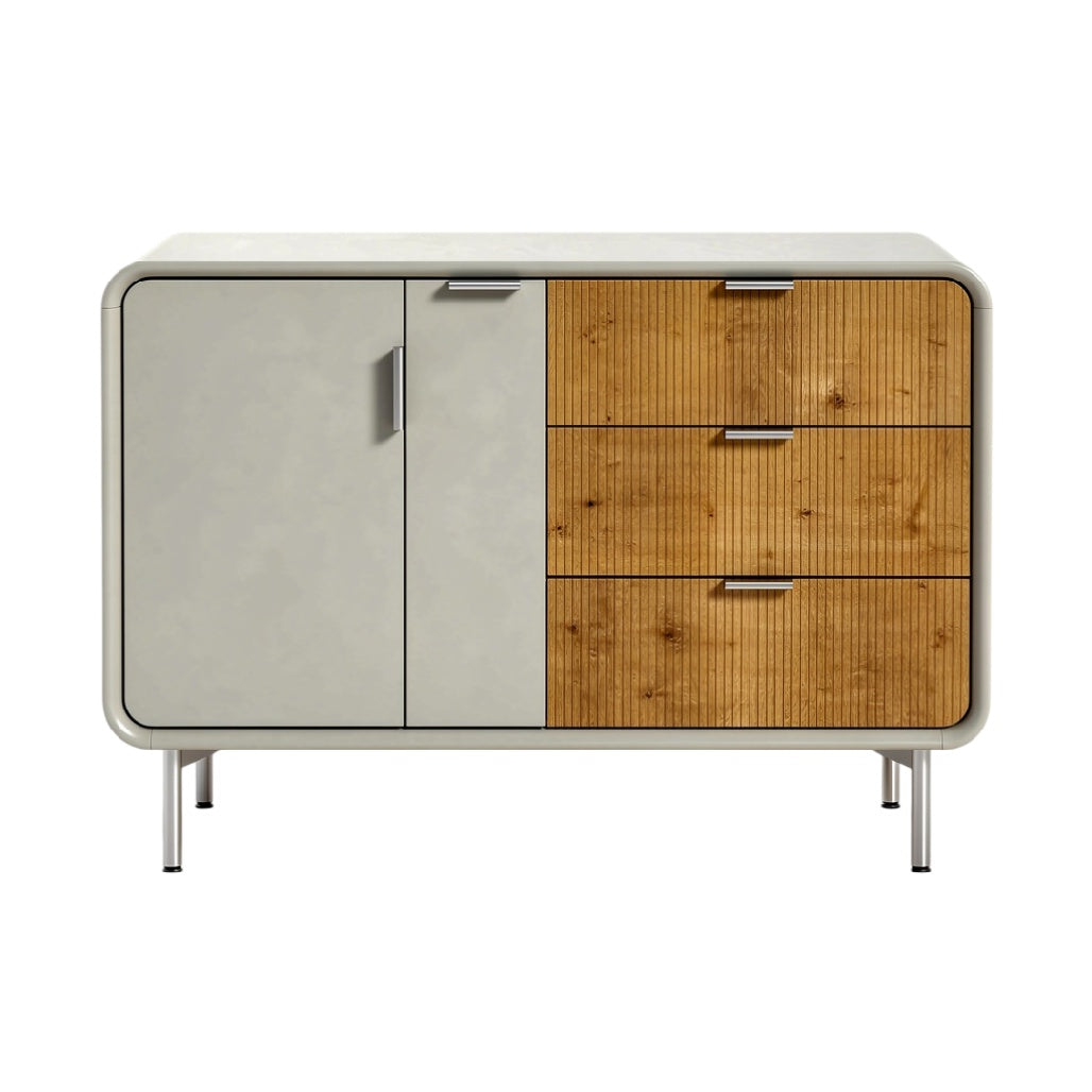 **Meuble de rangement contemporain en bois et béton**