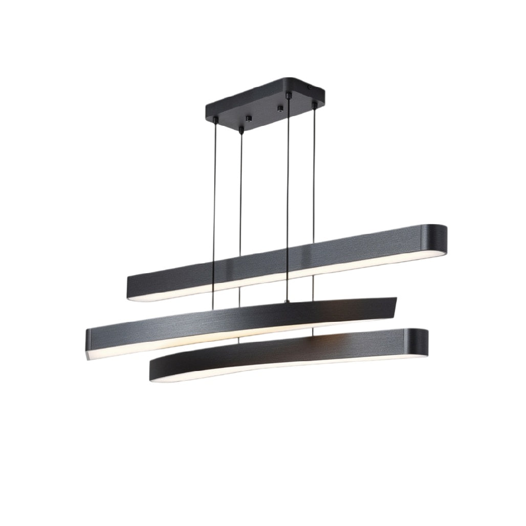 **Suspension LED moderne à lignes ondulées en aluminium noir**