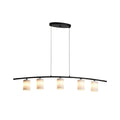**Suspension design moderne à cinq lampes avec abats-jours en verre blanc**