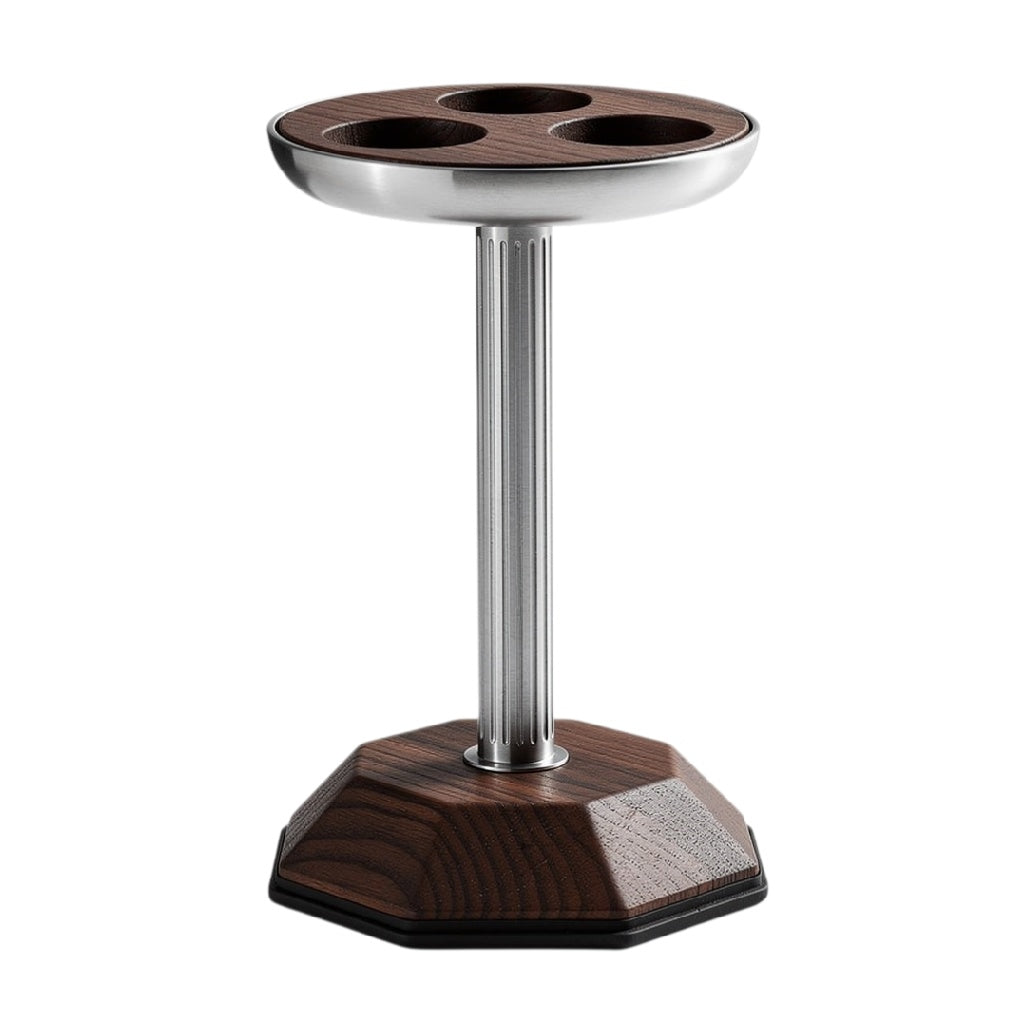 **Support de table en bois et métal à trois compartiments**